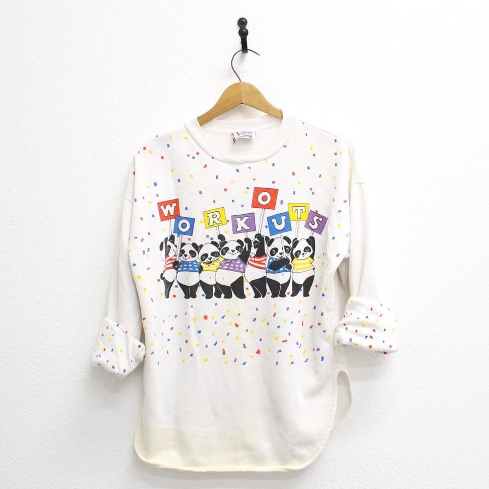 Vintage Panda Bear Workout Sweatshirt Medium